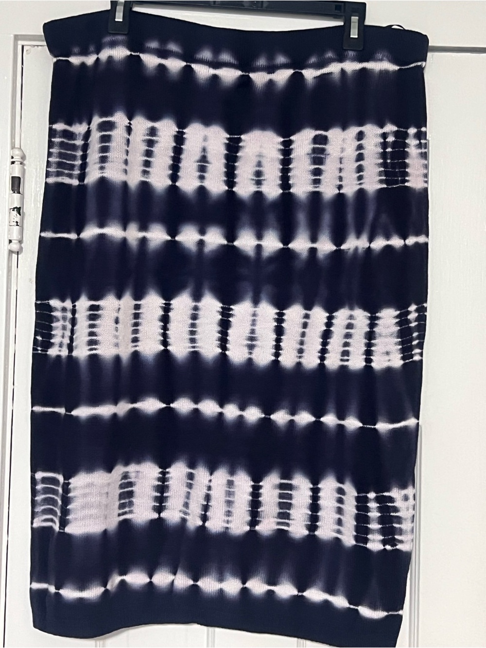 Calvin Klein Navy and White Tie-Dye Midi Skirt